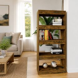 Book Cabinet Room Divider Smoked Oak Engineered Wood Bookshelf Storage Organiser