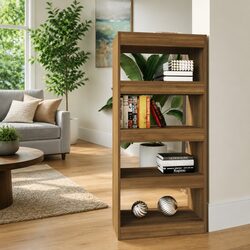 Book Cabinet and Room Divider in Brown Oak Finish 60x30x135 cm
