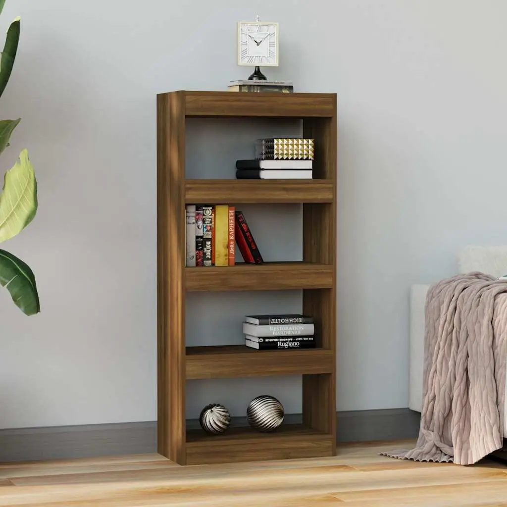 Book Cabinet Room Divider 60x30x135 cm Brown Oak Engineered Wood Shelving