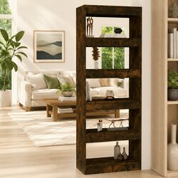 Book Cabinet Room Divider Smoked Oak 60x30x166cm Engineered Wood Shelf Storage