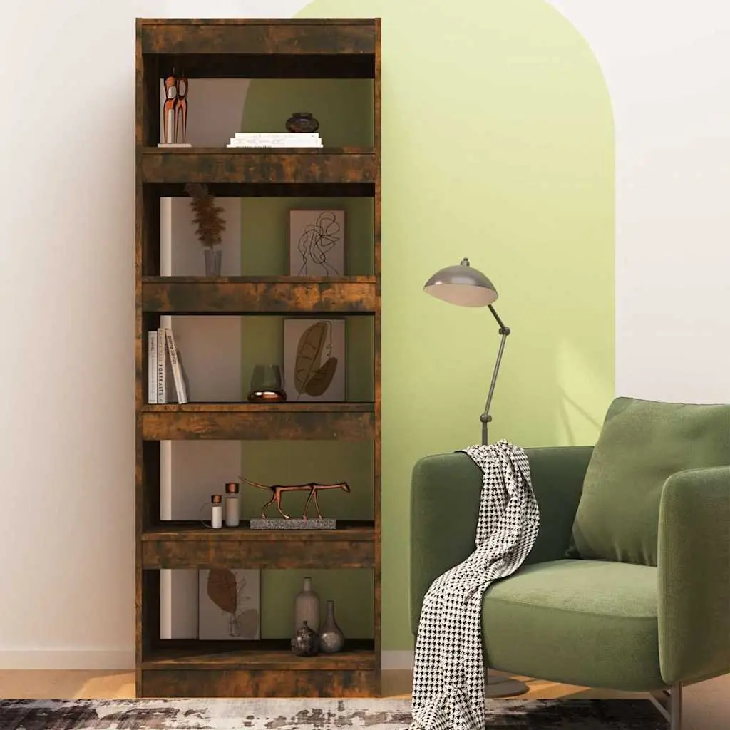Book Cabinet Room Divider 60x30x166cm Smoked Oak Engineered Wood Storage