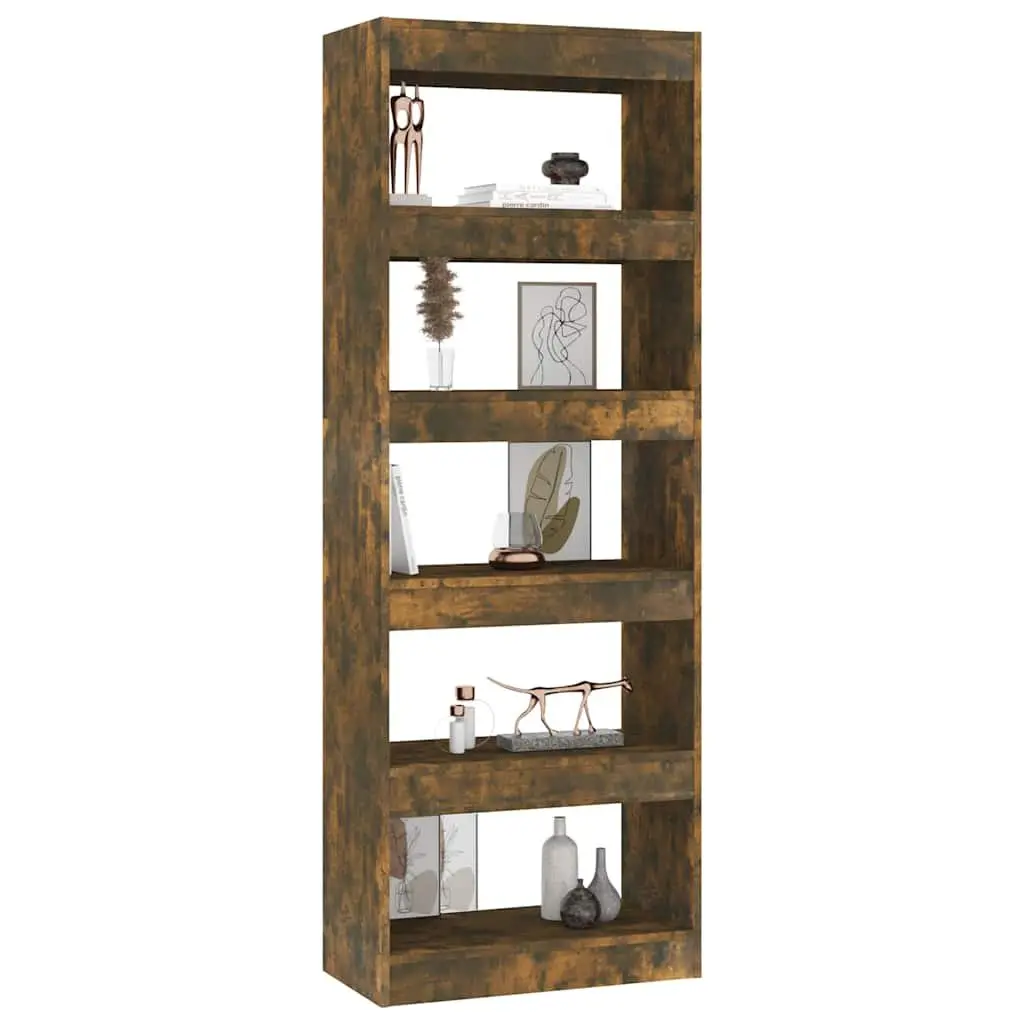 Book Cabinet Room Divider 60x30x166cm Smoked Oak Engineered Wood Storage