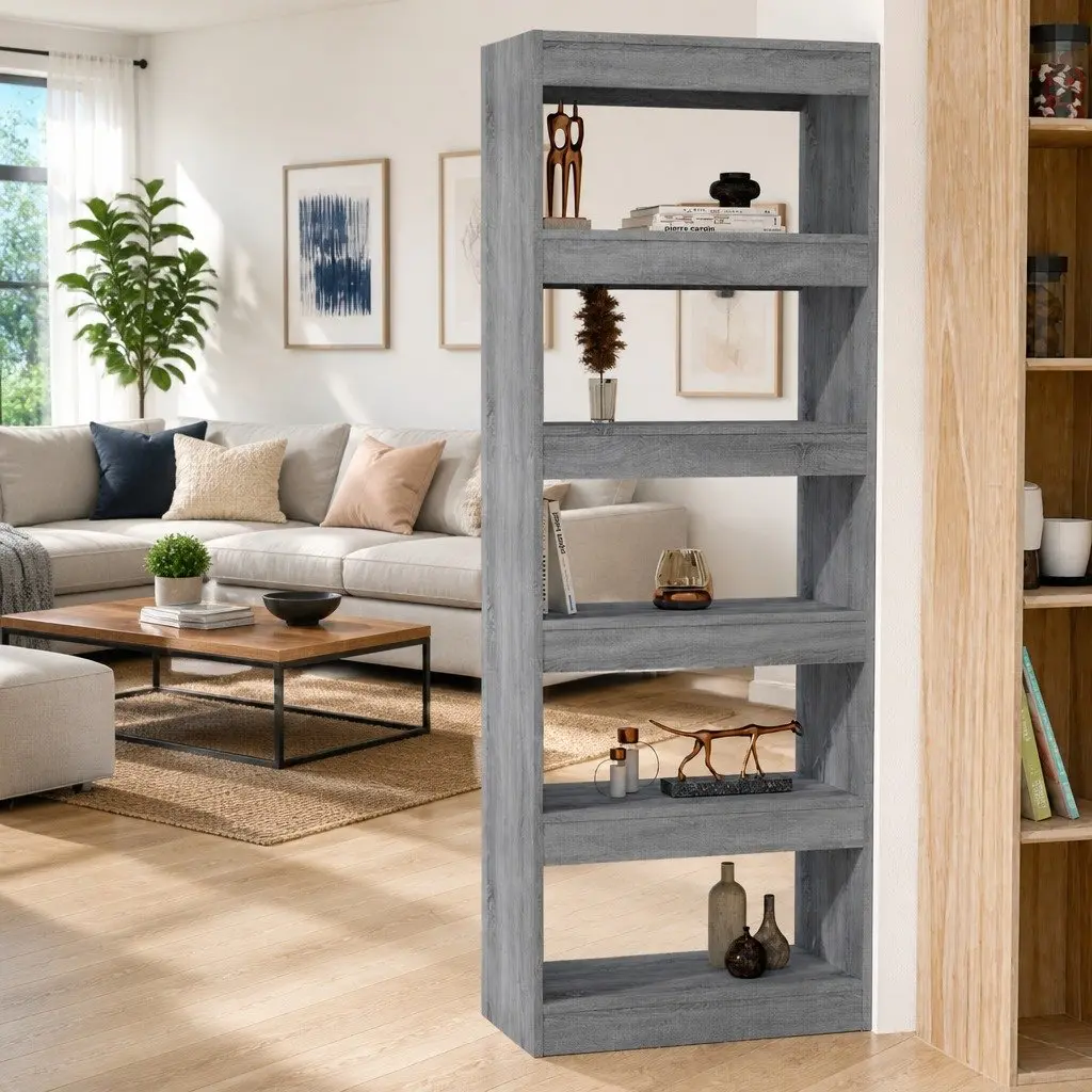 Book Cabinet Room Divider 60x30x166cm Grey Sonoma Engineered Wood Bookshelf