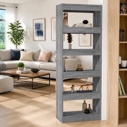 Stylish Grey Sonoma Room Divider with Ample Storage