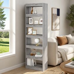 Grey Wooden Book Cabinet: Room Divider for Your Space 60x30x198 cm