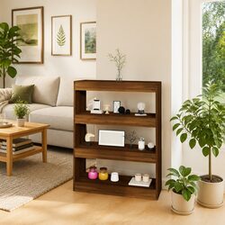 Book Cabinet Room Divider Brown Oak Storage Shelf Bookcase Organiser Stand