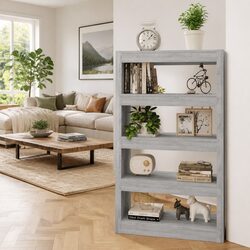 Elegant Grey Room Divider Book Cabinet 80x30x135cm