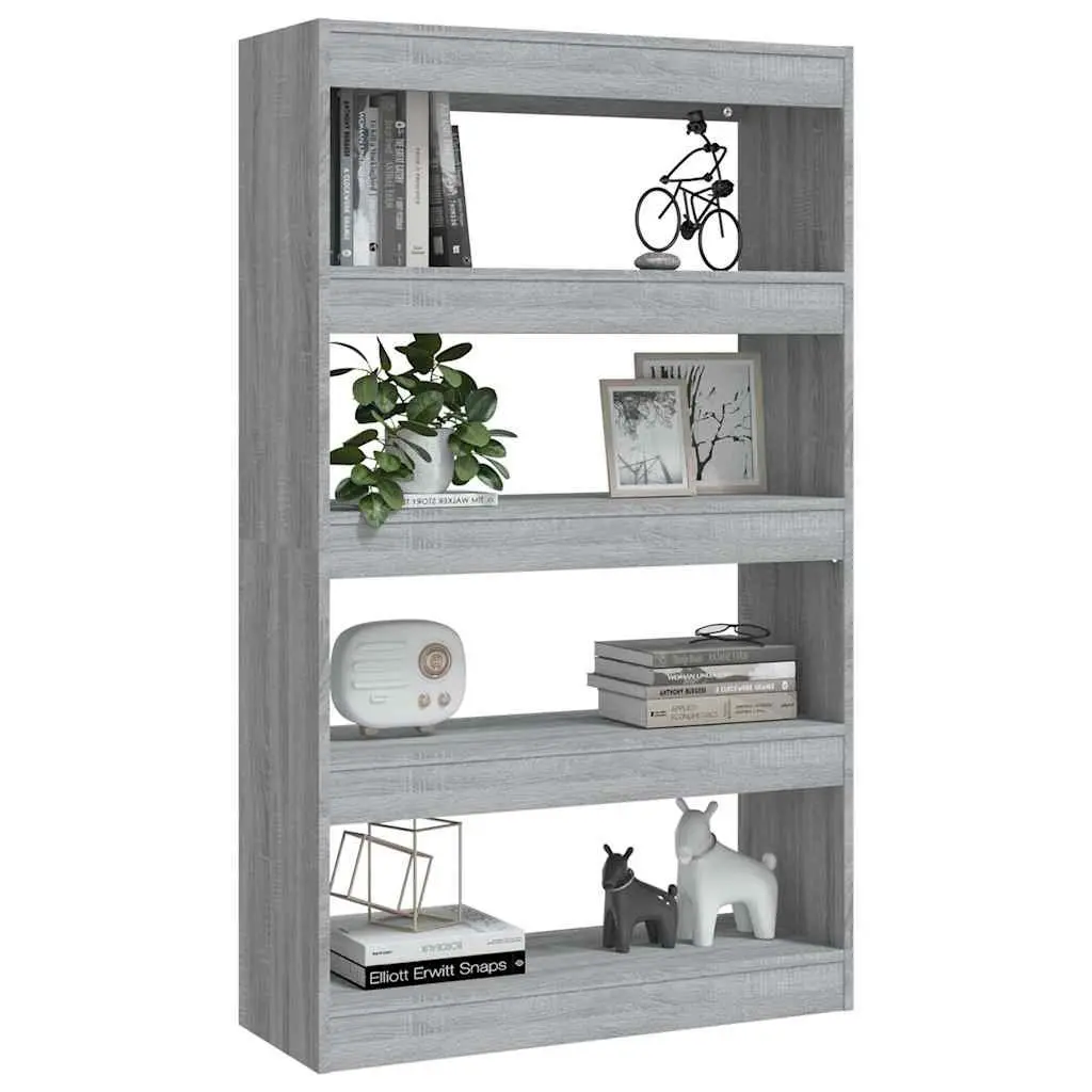 Book Cabinet 80x30x135cm Grey Wooden Shelving Storage Room Divider