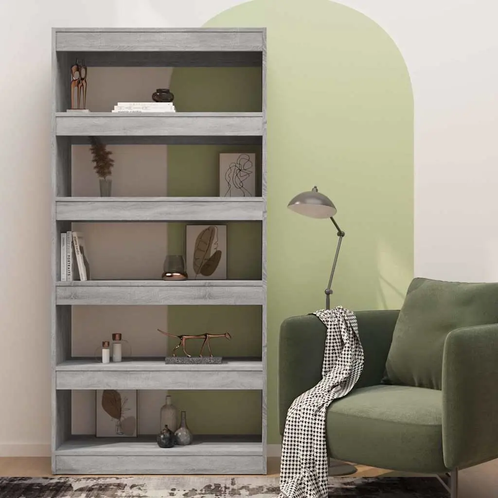 Book Cabinet 80x30x166cm Grey Sonoma Engineered Wood Room Divider Shelving