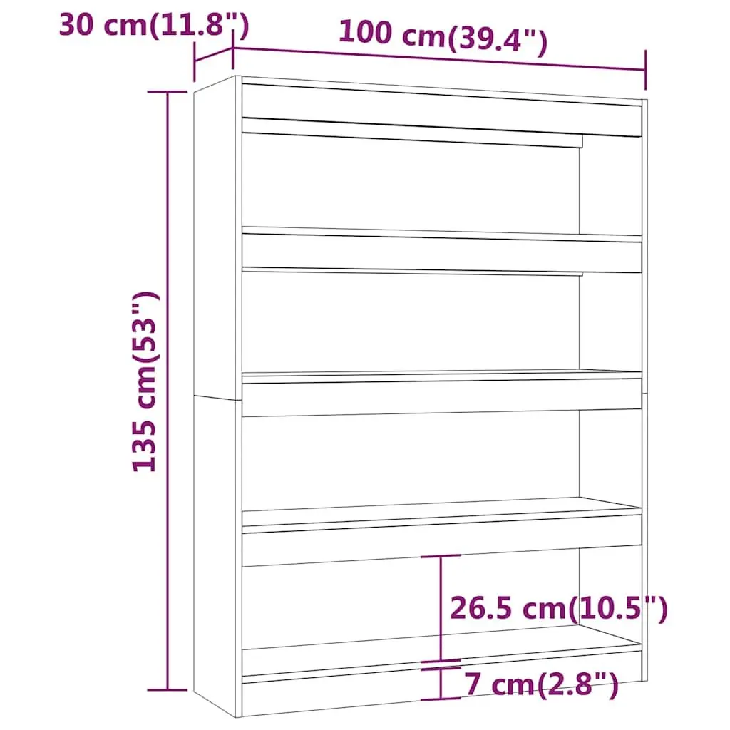 Grey Book Storage Unit Room Divider 100cm Dual Purpose Shelving Organiser Display Stand