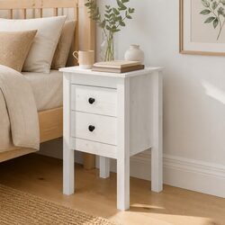 Elegant White Bedroom Storage Cabinet with 2 Drawers