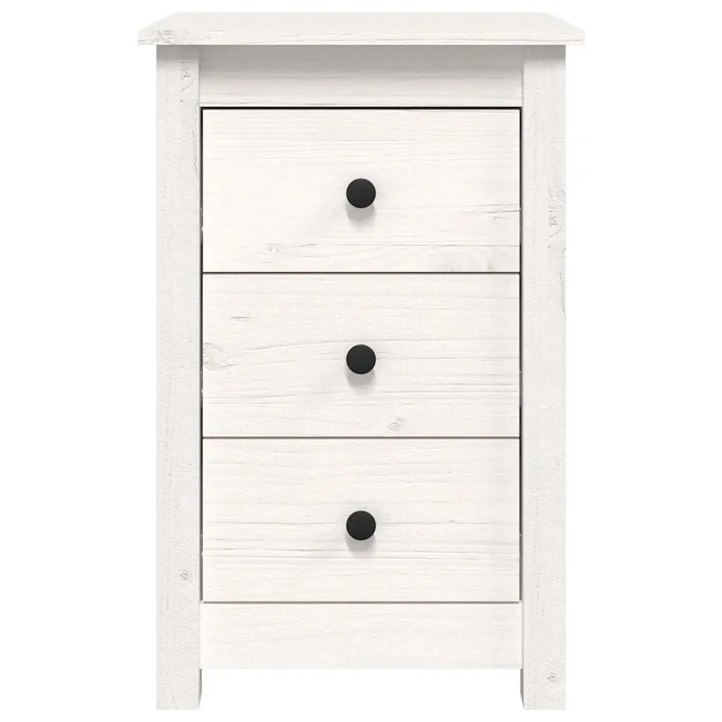 Bedside Cabinets 2 pcs White Solid Pine Wood 3 Drawers 40x35x61.5 cm