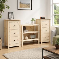 Solid Wood Pine Sideboard Cabinet 40x35x80 cm Brown Storage Furniture