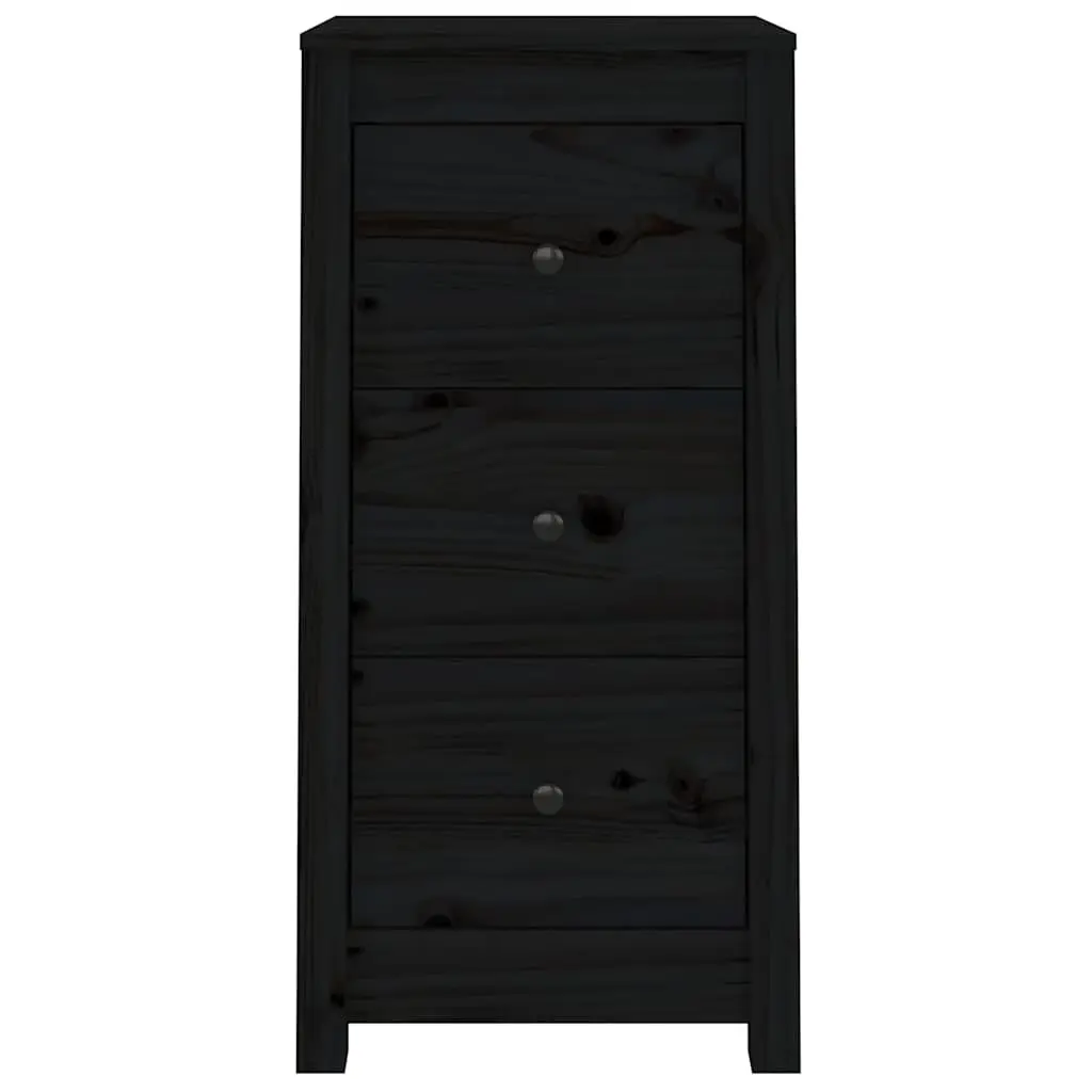 Solid Wood Pine Sideboard 40x35x80cm Black Storage Cabinet