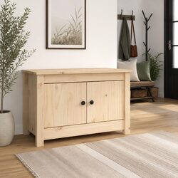 Solid Pine Wood Shoe Cabinet 70x38x45.5cm Storage Organiser 2-Layer Brown