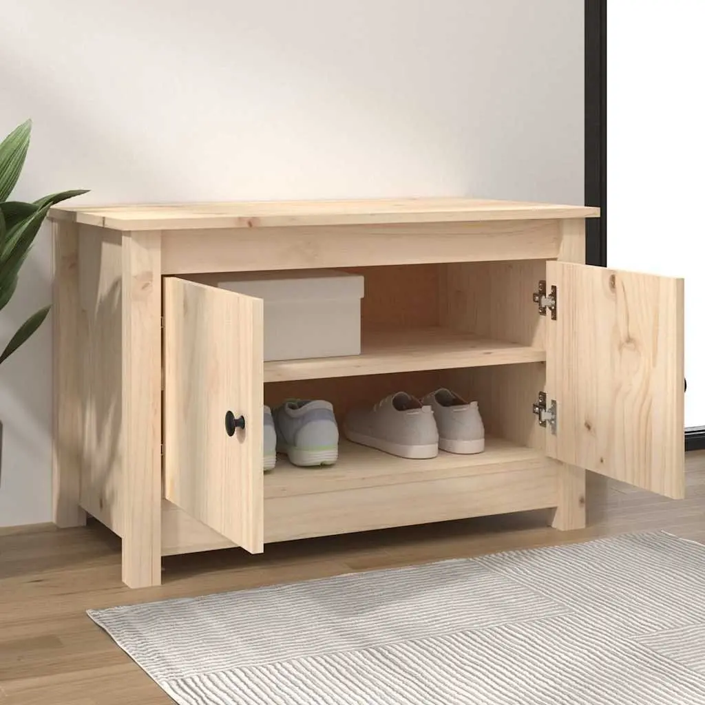 Shoe Cabinet 70x38x45.5cm Solid Pine Wood 2 Tier Storage Cupboard Organiser