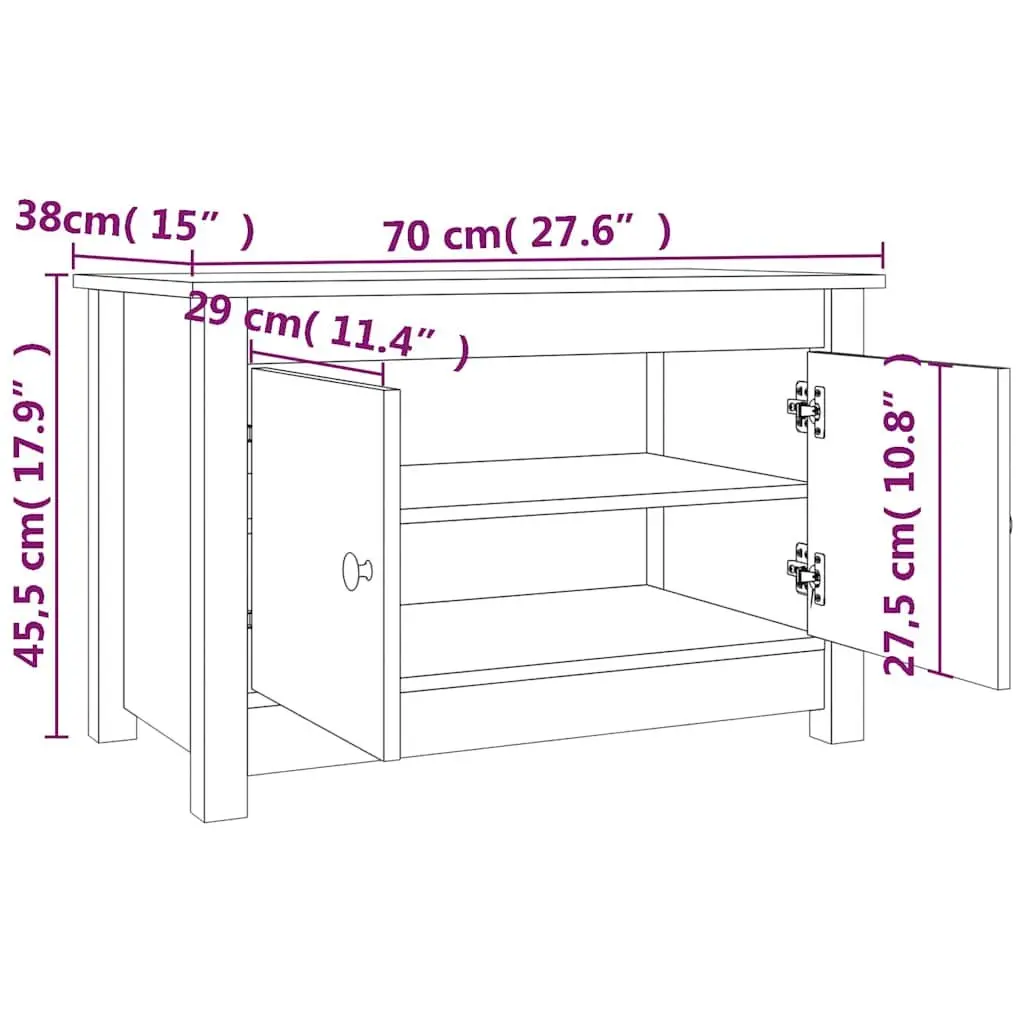 Shoe Cabinet 70x38x45.5cm Solid Pine Wood 2 Tier Storage Cupboard Organiser