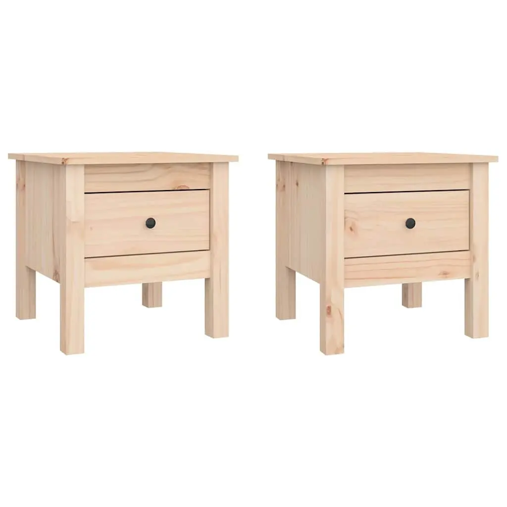 Side Tables 40x40x39 cm Solid Wood Pine End Tables with Drawer Brown 2 Piece
