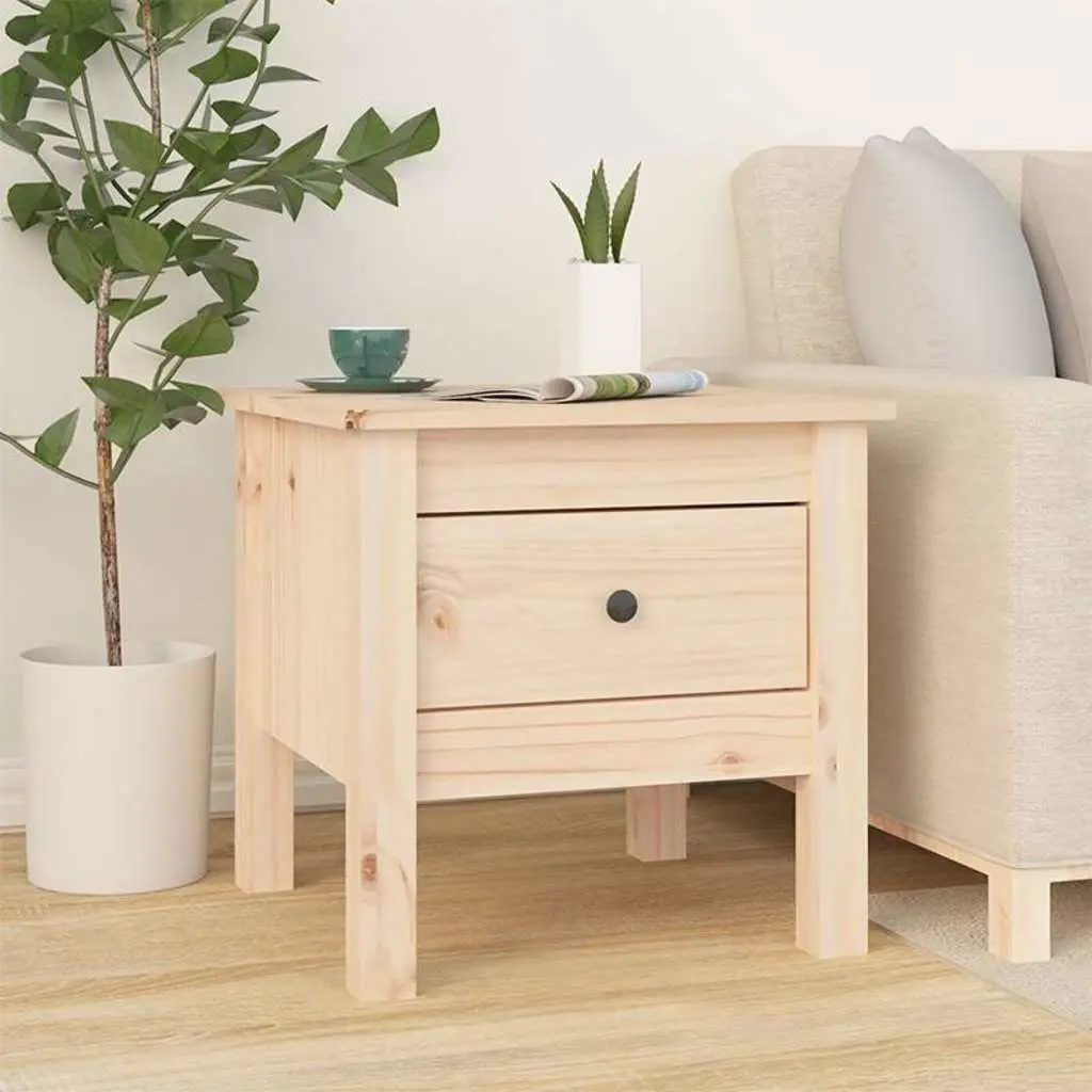Side Tables 40x40x39 cm Solid Wood Pine End Tables with Drawer Brown 2 Piece