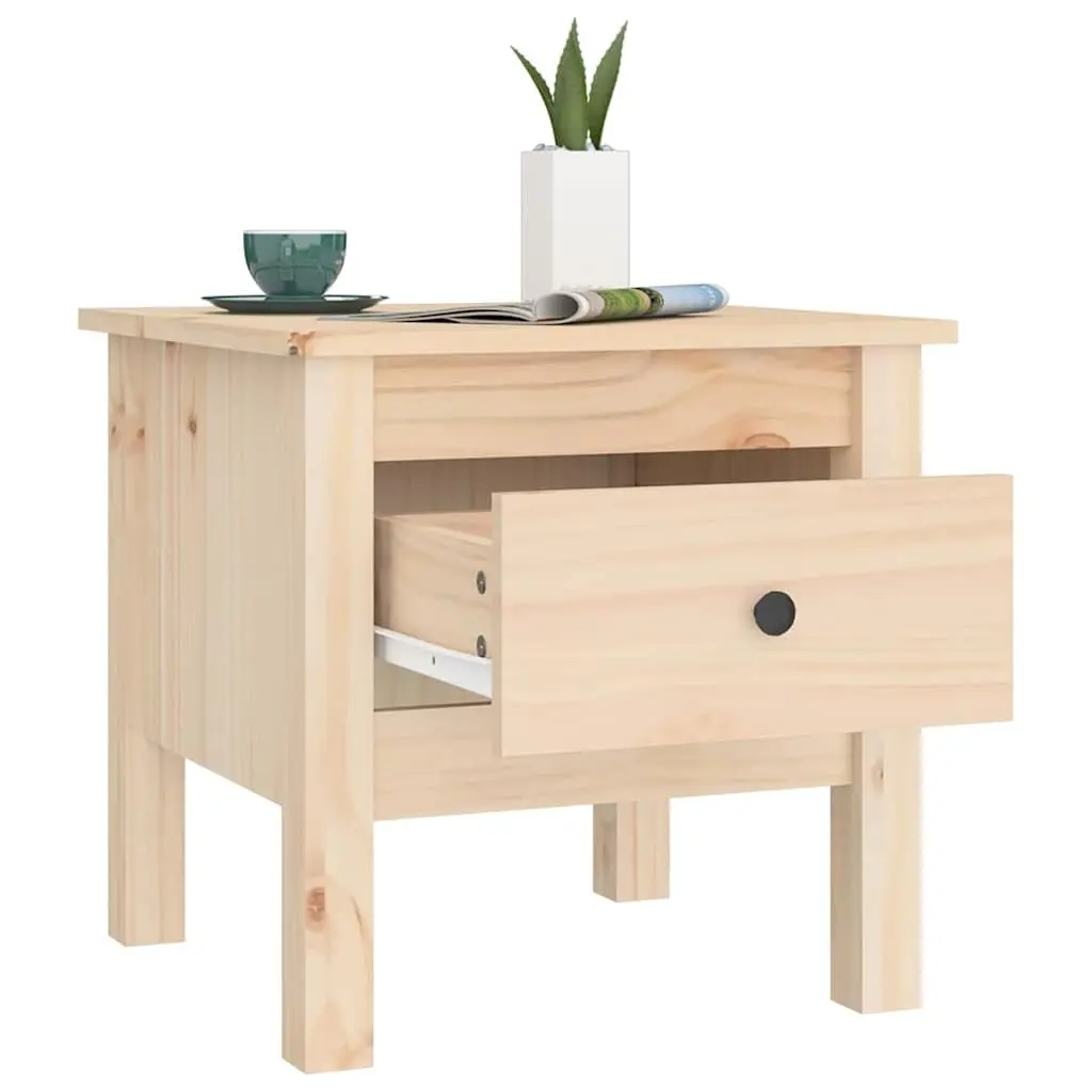 Side Tables 40x40x39 cm Solid Wood Pine End Tables with Drawer Brown 2 Piece