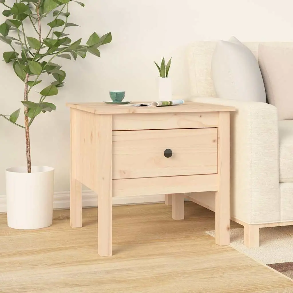 Side Tables Set of 2 Solid Pine Wood End Table with Drawer Storage for Living Room