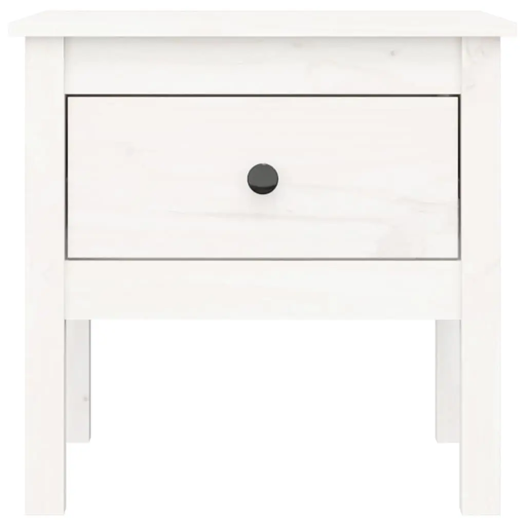 Side Tables 2 Pieces White 50x50x49 cm Solid Pine Wood Bedside End Tables with Drawer