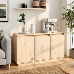 Brown Solid Wood Pine Storage Cabinet 111x34x60 cm