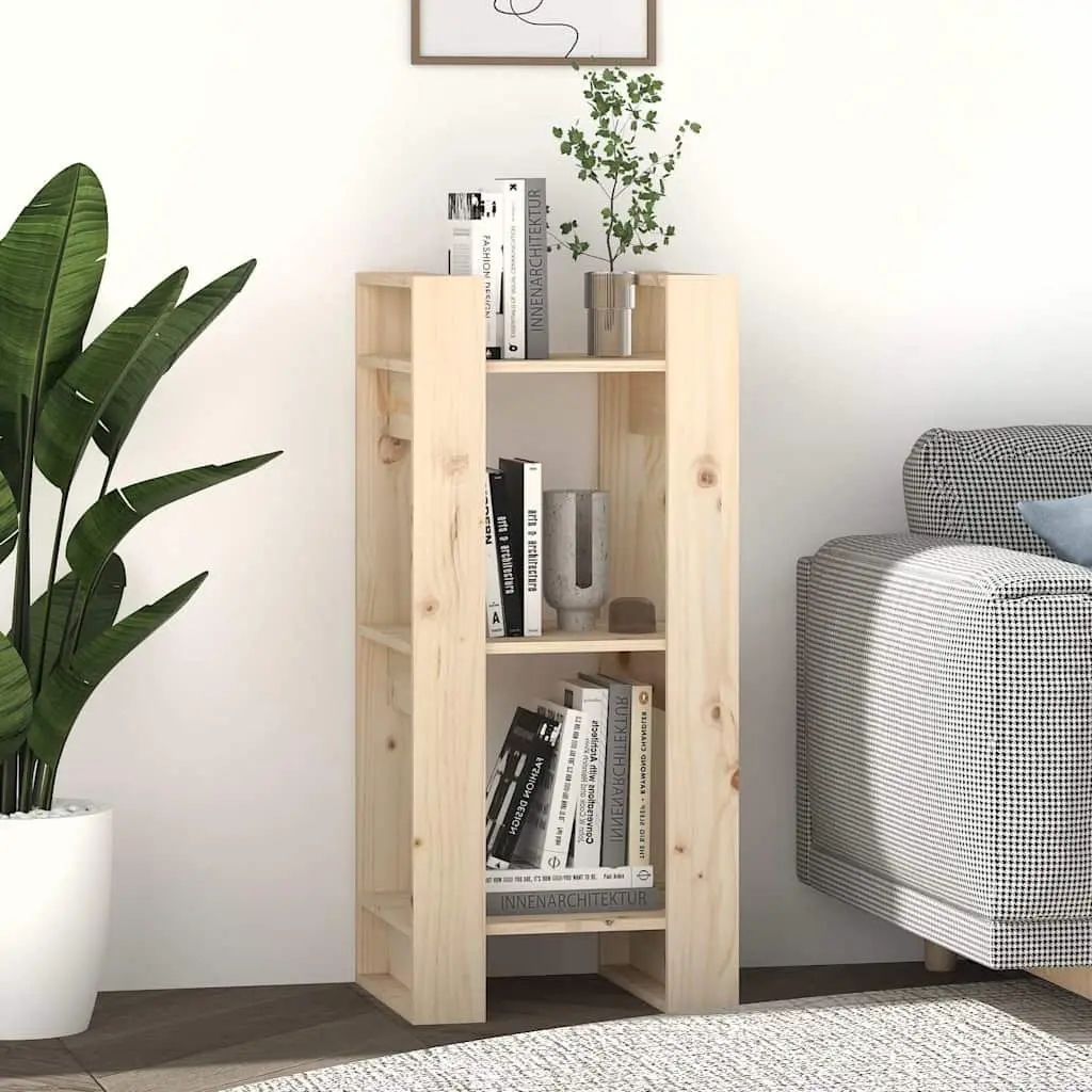Solid Wood Pine Book Cabinet 41x35x91cm Room Divider Brown Bookshelf Storage