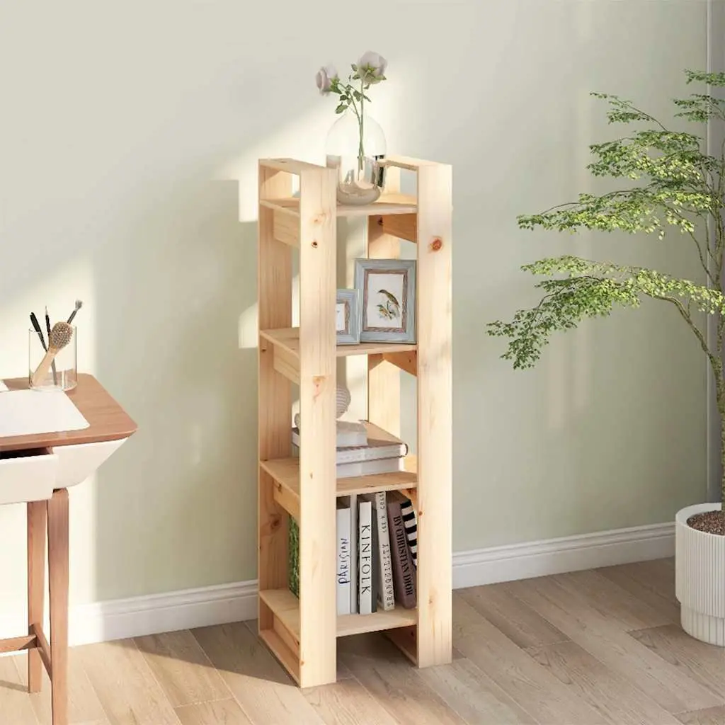 Wooden Book Cabinet 41x35x125cm Solid Pine Room Divider Storage