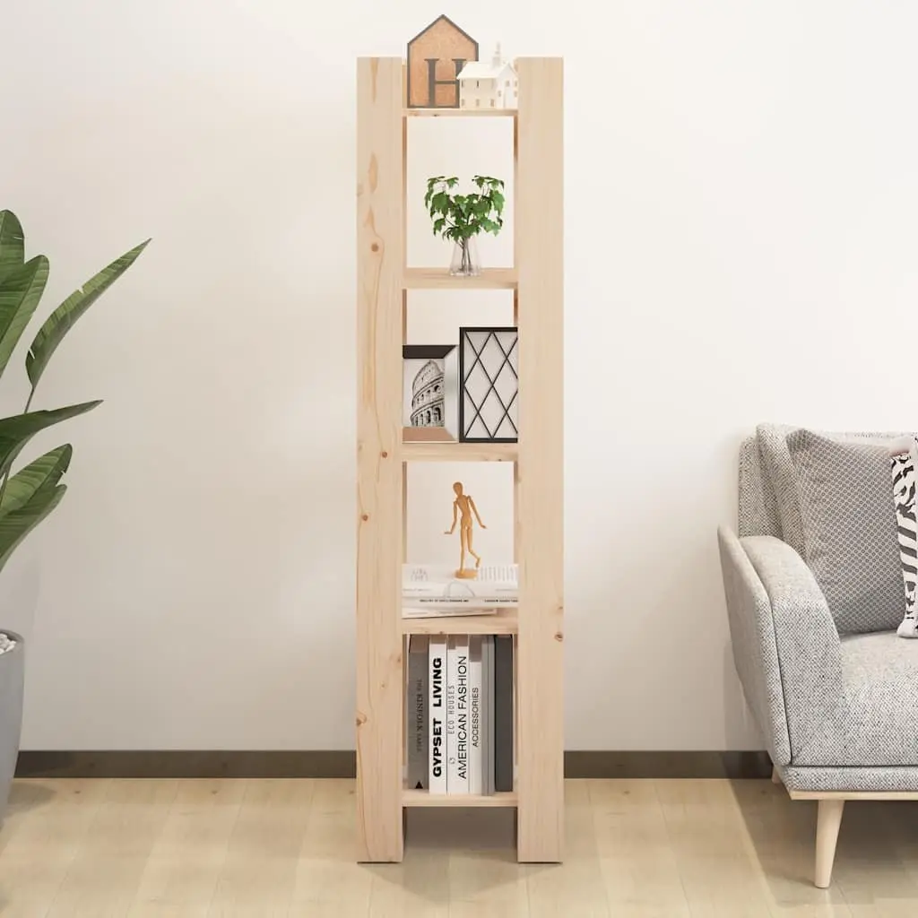 Book Cabinet Room Divider 41x35x160cm Solid Pinewood Bookshelf Organiser Brown