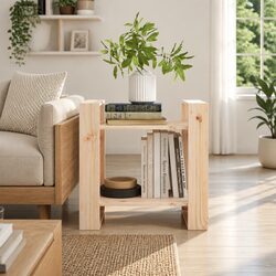 Wooden Book Cabinet Room Divider 60x35x57cm Solid Pine Storage Shelf