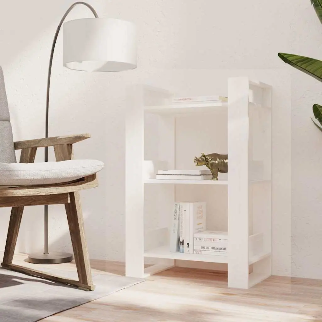 Book Cabinet White Solid Pine Wood Room Divider Shelving Storage Organiser