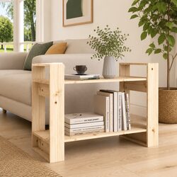 Room Divider Book Cabinet in Solid Pine Wood, 80x35x56.5cm
