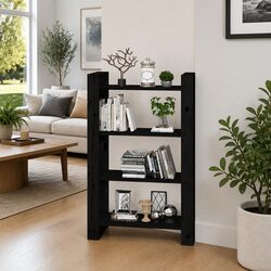Transform Your Space with This Black Solid Pine Wood Shelf