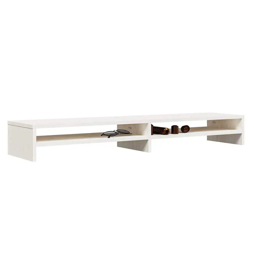 Monitor Stand 100x24x13cm Solid Wood Pine Desk Riser with Storage Shelves
