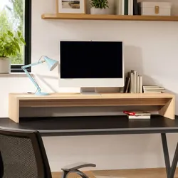 Solid Wood Monitor Stand Pine 100x27x15cm Desktop Riser Keyboard Storage