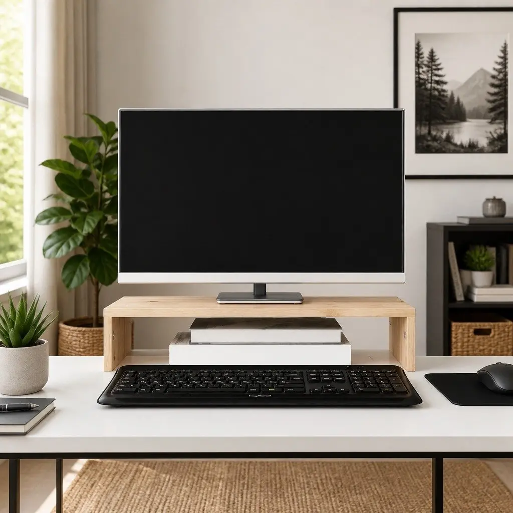 Monitor Stand 50x27x10 cm Solid Wood Pine Brown Ergonomic Riser Desk Organizer