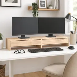 Monitor Stand Riser 100x27x15cm Solid Pine Wood Computer Desktop Keyboard