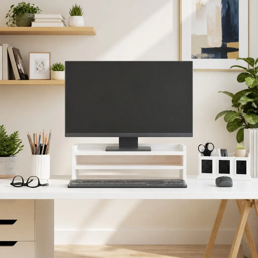 Monitor Stand 50x24x16 cm Solid Wood Pine Ergonomic Storage Riser
