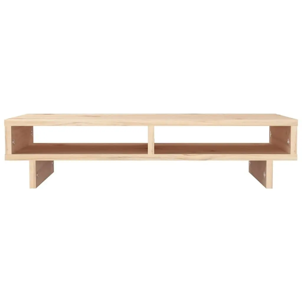 Monitor Stand 60x27x14cm Solid Pine Wood Brown Desktop Riser with Storage Space