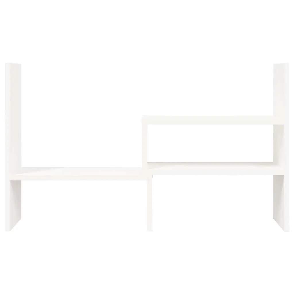 Monitor Stand Adjustable White Solid Wood Pine Desk Organiser