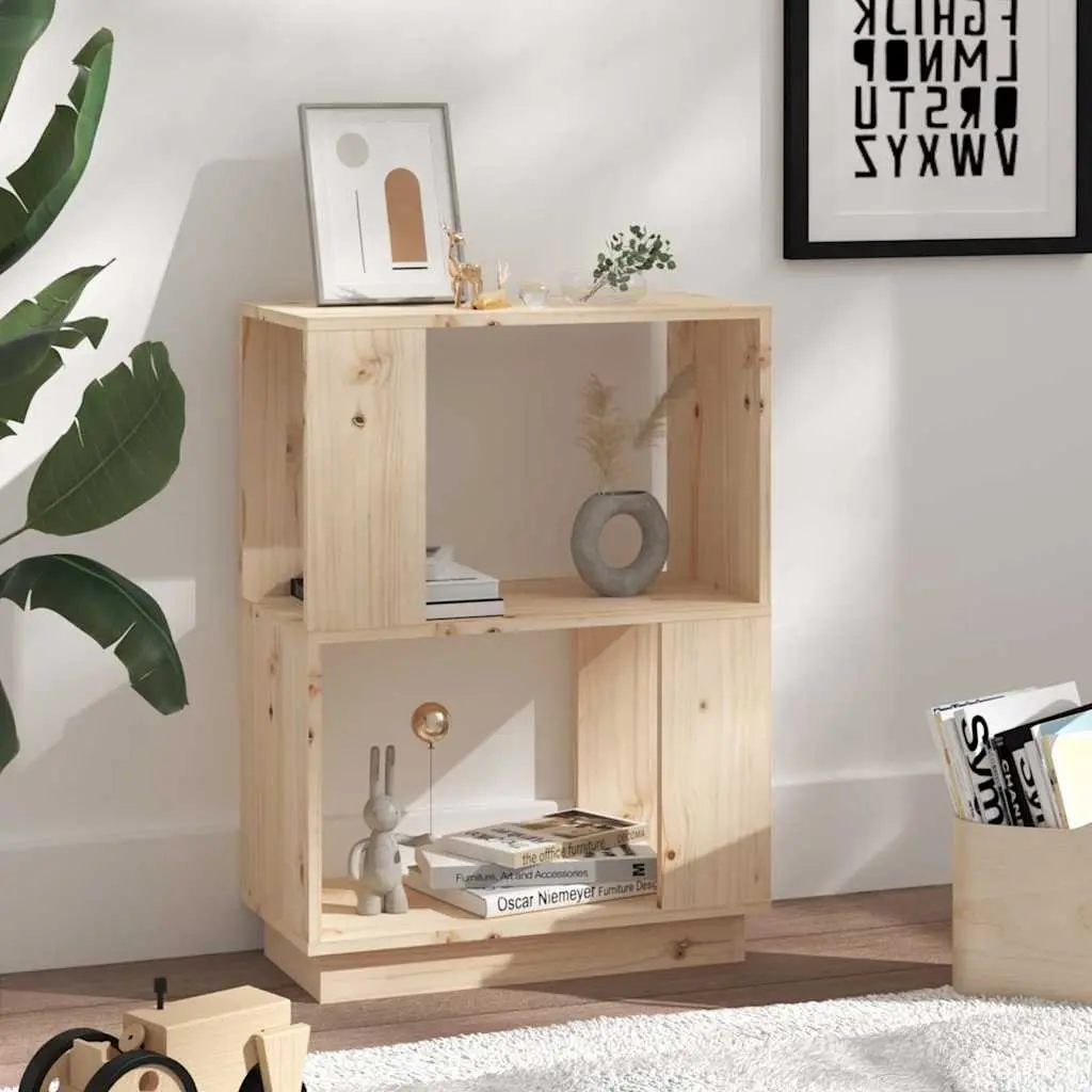 Wooden Book Cabinet Room Divider Storage Organizer 51W x 25D x 70H cm Brown Pine
