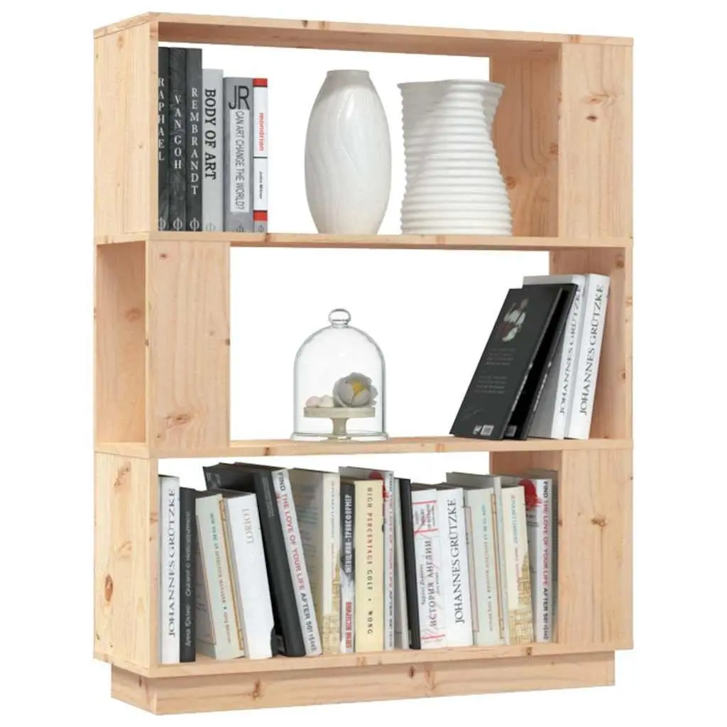 Book Cabinet Room Divider 80x25x101cm Solid Pine Wood Shelving Storage Brown
