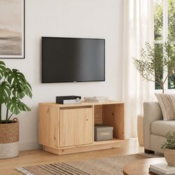 Brown Pine Storage Unit TV Cabinet 74x35x44 cm for Living Room