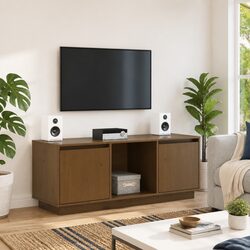 Enhance Your Living Space with This Pine Wood TV Cabinet