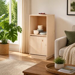 Sideboard 38x35x80 cm Brown Solid Pine Wood Cabinet Storage Living Room