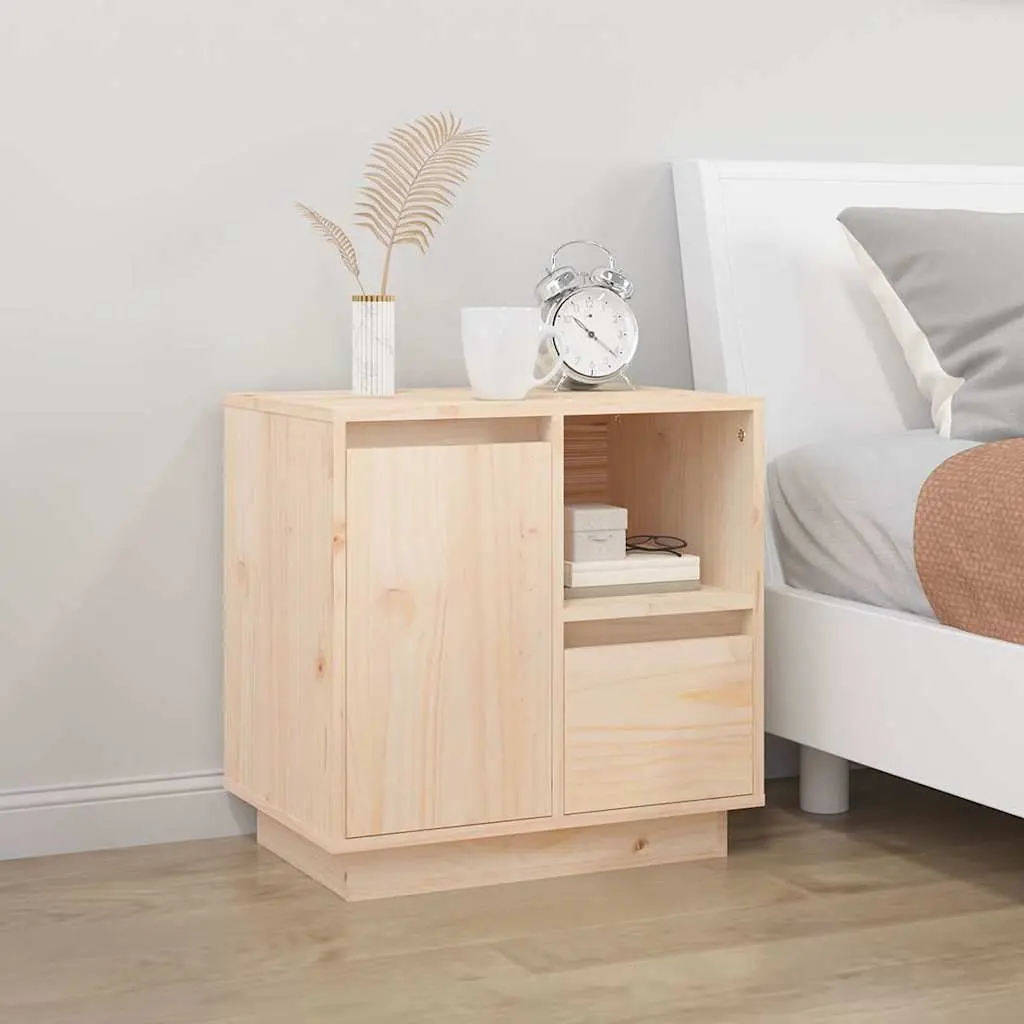 Bedside Cabinets 2 pcs Solid Pinewood Storage Nightstand Brown