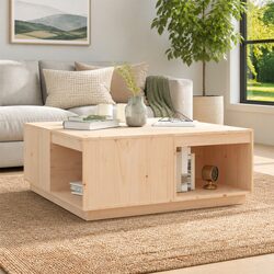 Elegant Storage Coffee Table 100x101x40.5cm in Brown Pine