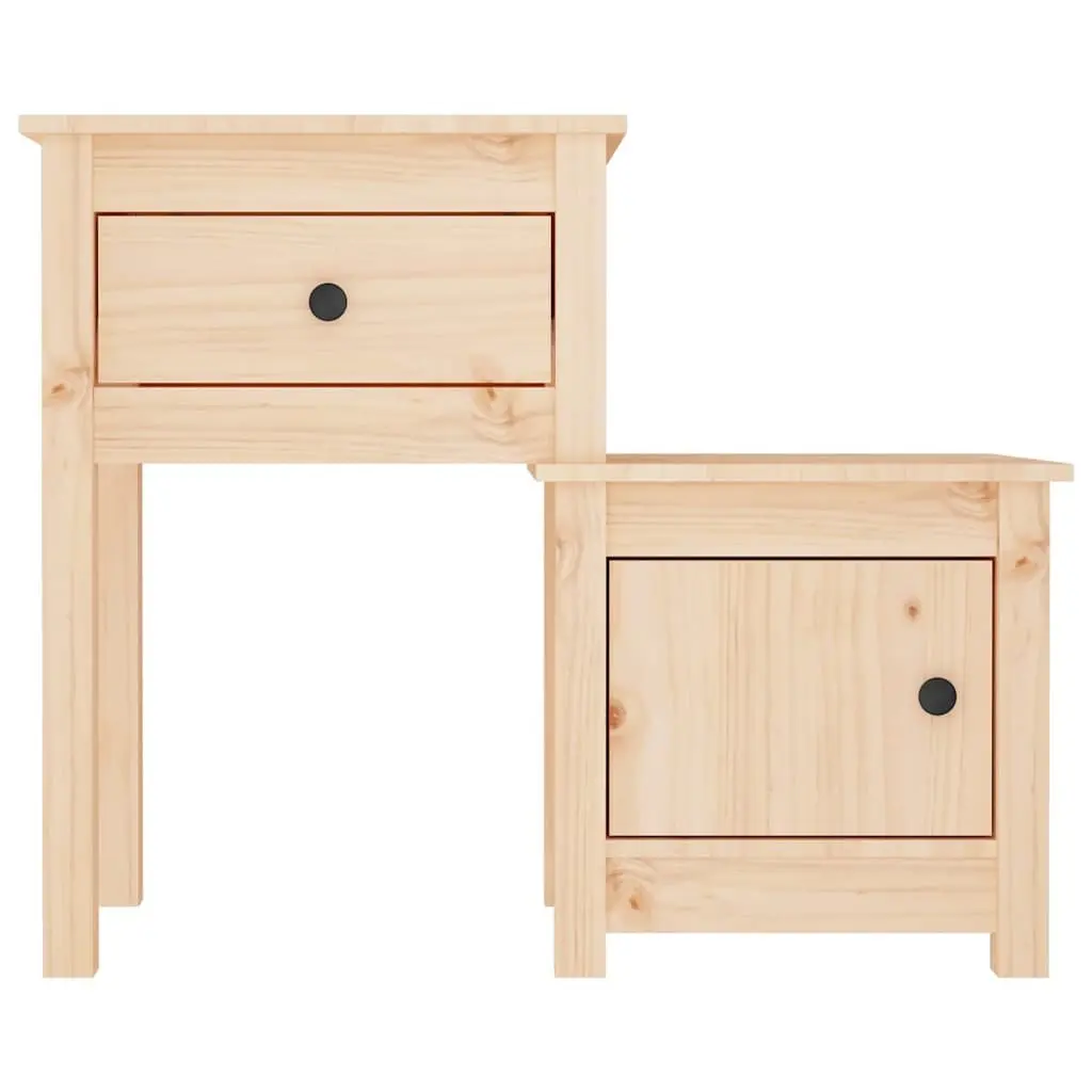 Bedside Cabinet 79.5x38x65.5 cm Solid Pine Wood Storage Nightstand with Drawer and Door