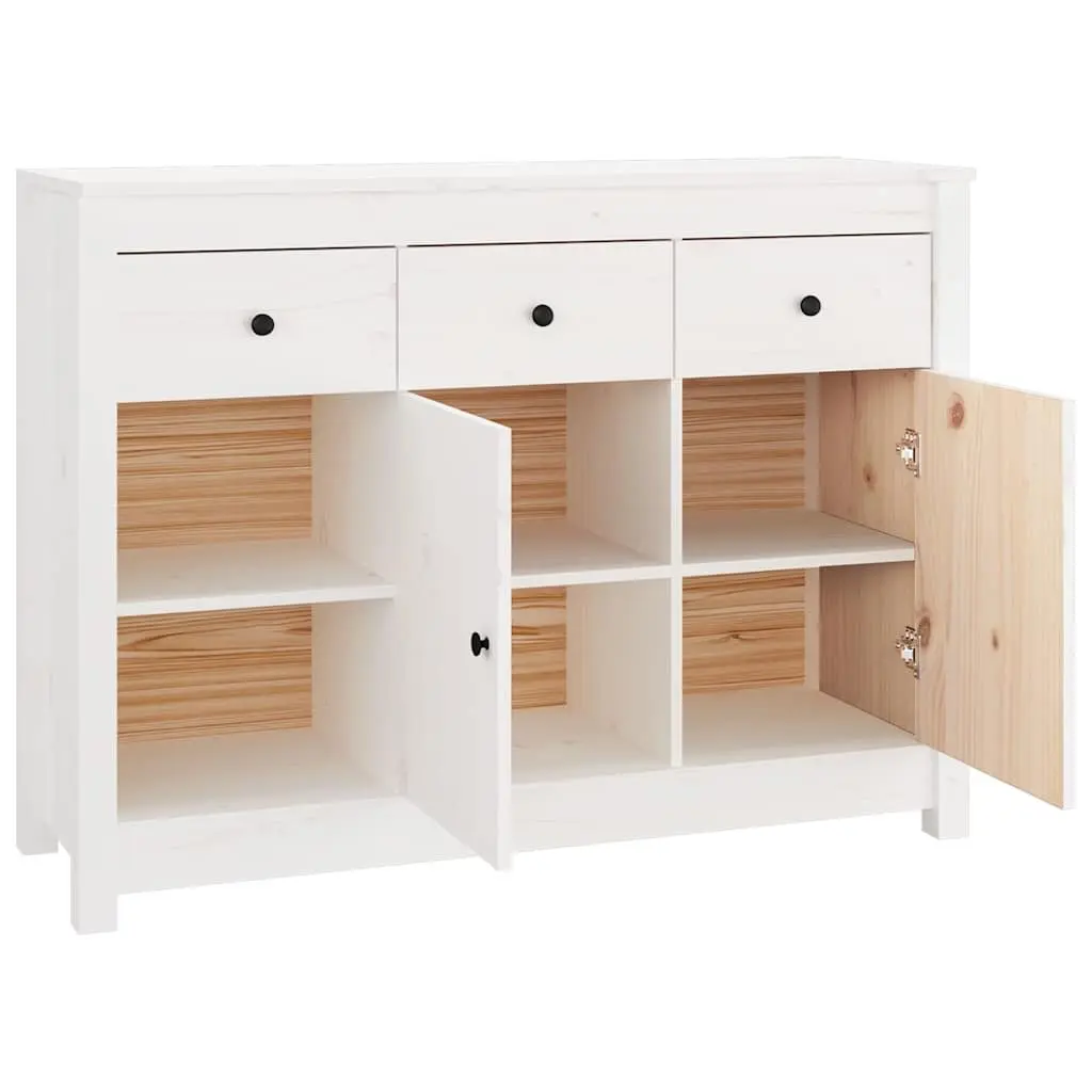 Wooden Sideboard White Storage Cabinet 3 Drawers 6 Compartments